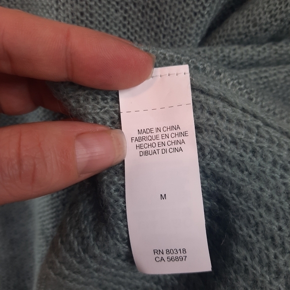 NWT Lucky Brand Oversized Fringe Green Wool Blend Sweater Size Medium Women's - Picture 8 of 8